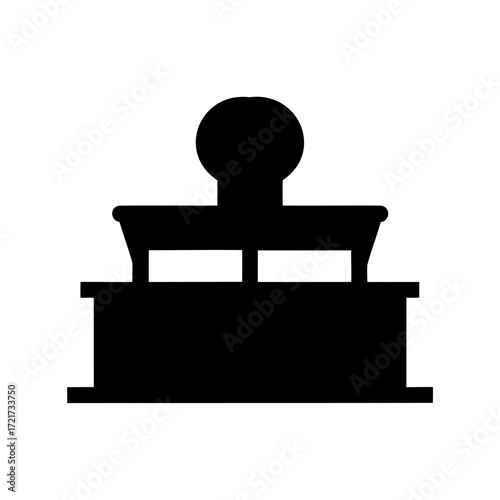 Silhouette of office rubber stamp icon-Black silhouette of a rubber stamp, representing office tools, approval, authorization, business documents, official seals, and paperwork processing.
