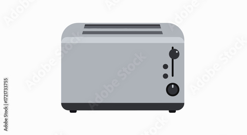 A sleek, silver two-slice toaster with a simple design.