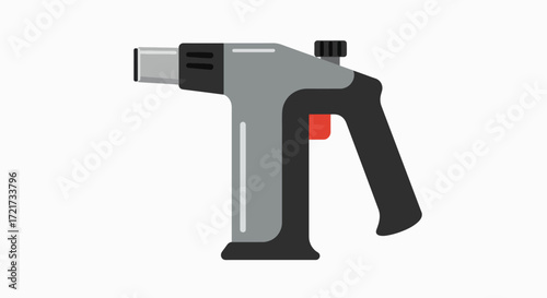 Illustration of a gray and black blowtorch with a red trigger.