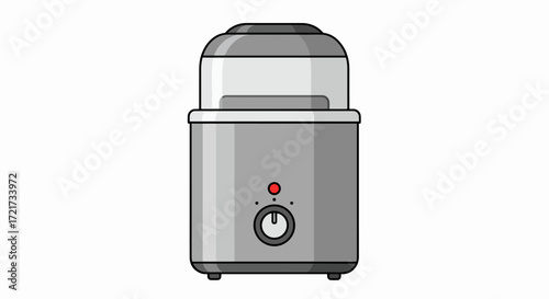 A gray kitchen appliance with a clear lid and a control knob, possibly a yogurt maker or food steamer.