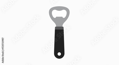 Bottle opener with black handle on white background.