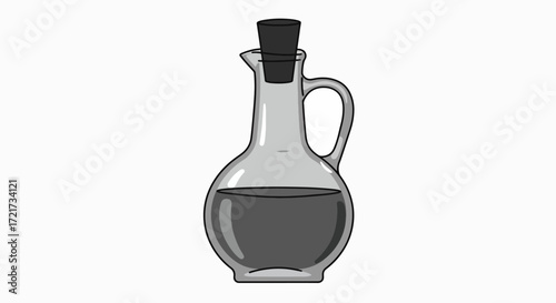 Gray-scale illustration of a glass bottle of balsamic vinegar.