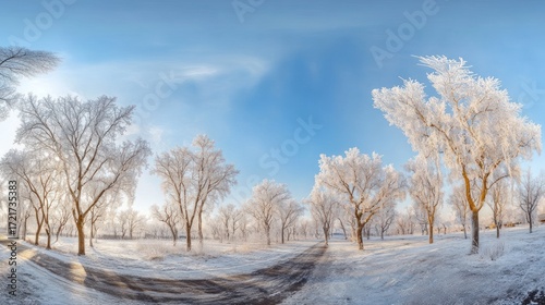 Wallpaper Mural Enchanting Winter Wonderland, Frost-Kissed Trees and a Pristine Landscape Torontodigital.ca