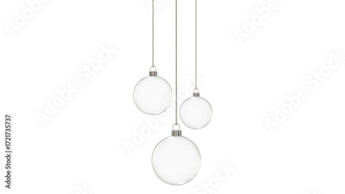 Tableau sur toile 3 christmas ball bauble group glossy transparent glass blank christmas silver ha