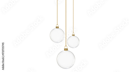 Tableau sur toile 3 christmas ball bauble group glossy transparent glass blank christmas golden ha