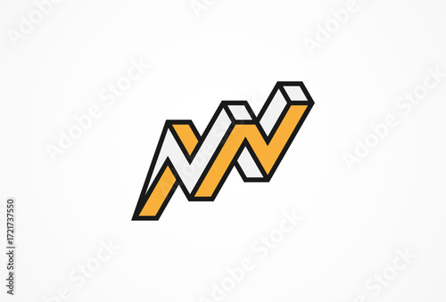 Initial Letter N Electric Logo, letter N with thunder bolt icon combination in 3D style, vector illustration