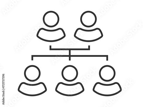 Family history tree icon vector, people staff hierarchy connection link line stroke outline graphic illustration, genealogy succession sign symbol, human relationship scheme image clip art
