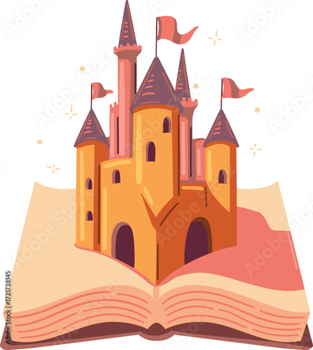 A popup storybook showing a castle emerging from open pages