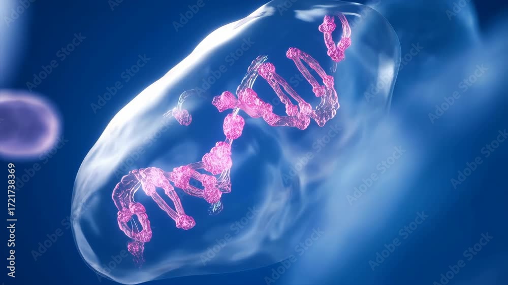 3D rendering of a cell with DNA strand