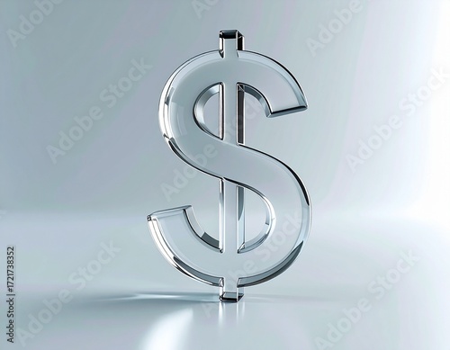 A Glass or Chrome Dollar Sign on a Light Background

