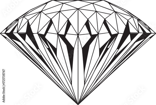 Diamond Outline Illustration Jewel Facet Gemstone Mineral Isolated Shape
