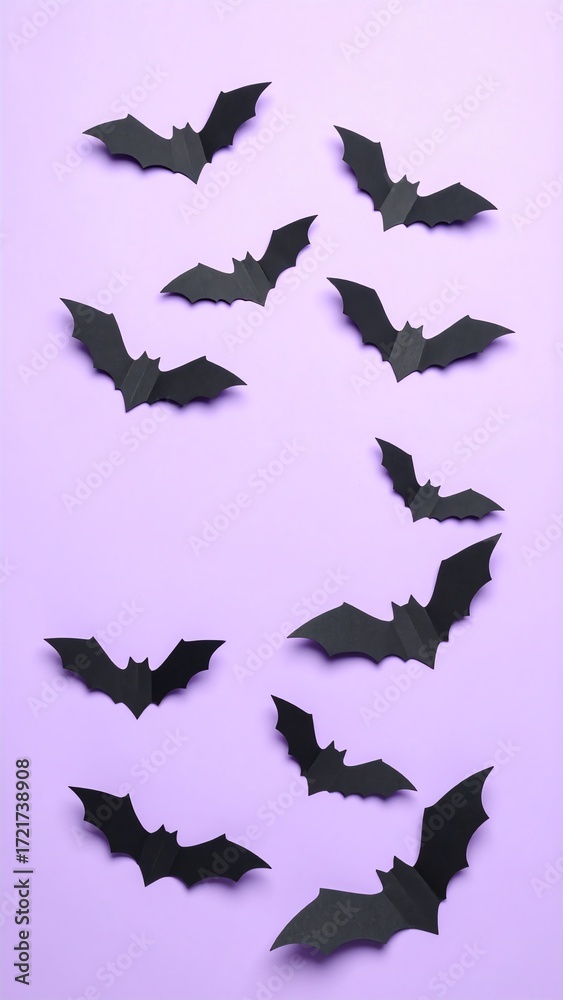 Fototapeta premium Silhouette bats on purple background for Halloween.