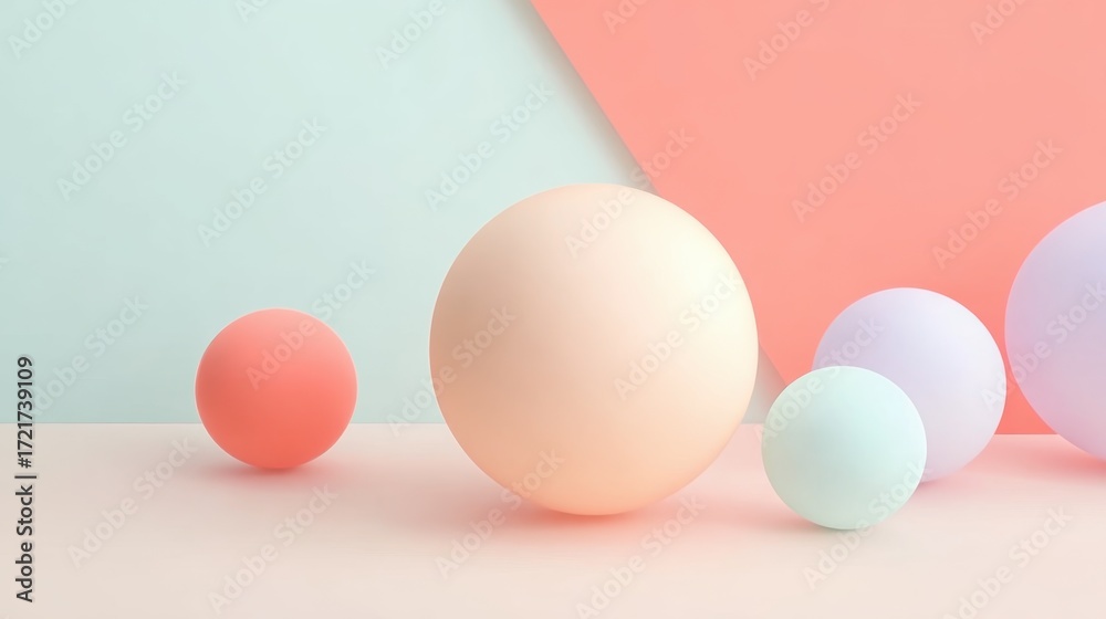 Fototapeta premium Light colour palette with smooth 3D shapes, perfect for digital content, presentations, and innovative designs