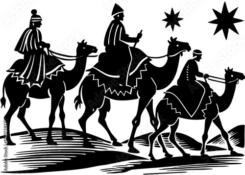 Family Traveling on Camel Silhouette, Islamic Desert Journey SVG, PNG