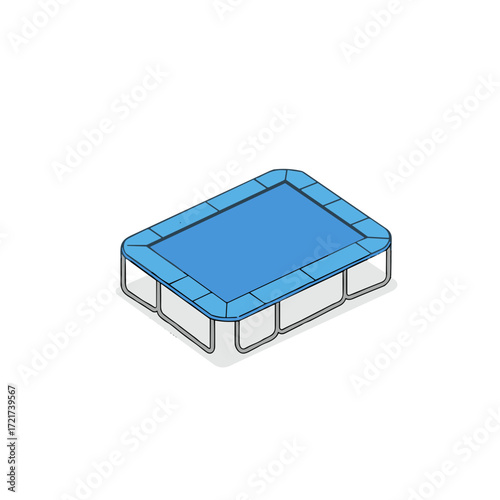 Vector illustration of a top view of a children's blue trampoline