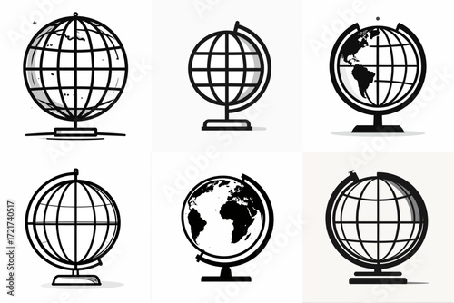 Globe illustrations depicting the world in various artistic styles and designs.
