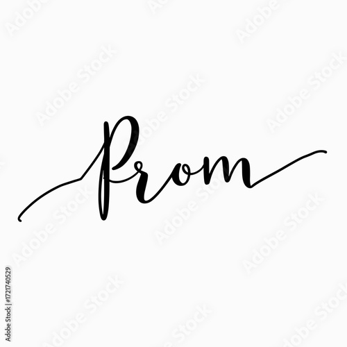 Elegant handwritten "Prom" text on white background  