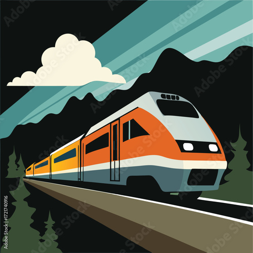 passenger train on the railway