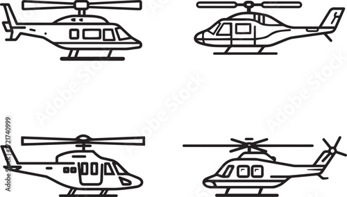 Vector art of collection of helicopter for transportation or travel concept