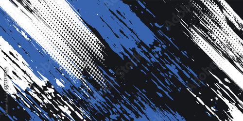  abstract black and white grunge background with splashes and halftone effects. eps 10 vector