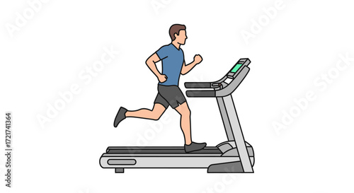 Man running on a treadmill during a workout.