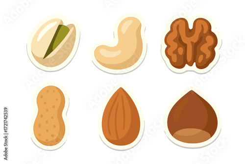 Assortment of healthy nuts including pistachio, cashew, walnut, peanut, almond, and hazelnut, rich in protein and nutrients