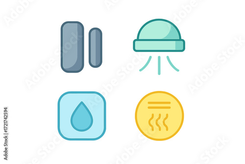 Modern smart home automation system featuring climate control, water detection, and environmental sensing technology for residential applications