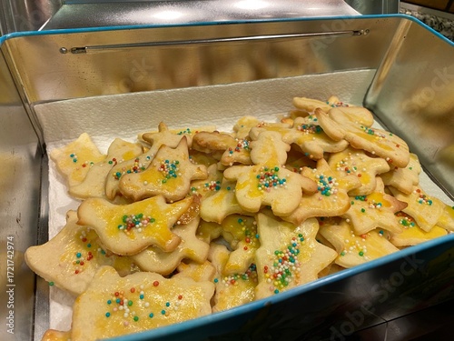 Homemade butter cookies in a cookie jar