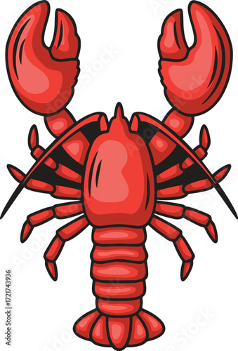 Cartoon red lobster illustration on a white background