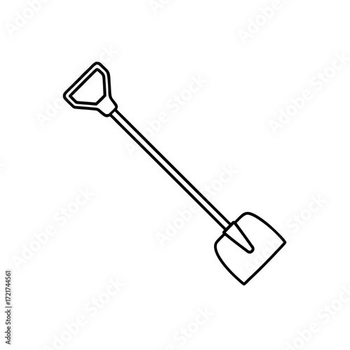 Outline drawing of shovel on transparent background