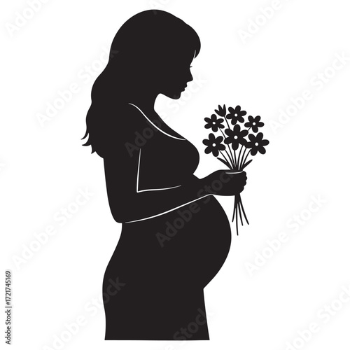 Silhouette of a pregnant woman showing her baby bump