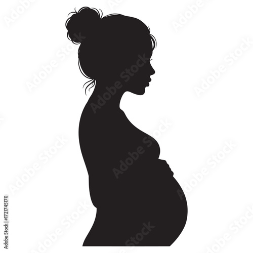 Silhouette of a pregnant woman wearing a crown, symbolizing motherhood and royalty