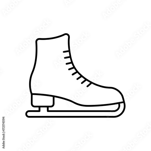 Single ice skate outline on transparent background