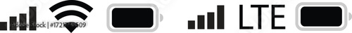 Mobile Phone Signal and Battery Icons - Wi-Fi and LTE Connectivity