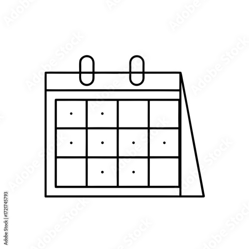 Simple calendar with grid on transparent background