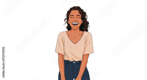 Joyful Woman Laughing Out Loud Expression Happiness Emotion Isolated Transparent Background Stock Photo
