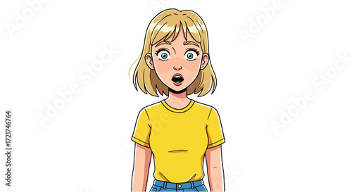Surprised Young Woman Shocked Expression Wide Eyes Open Mouth Gasping Isolated Transparent Background