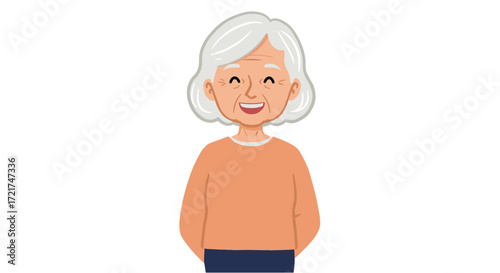 Happy Elderly Woman Smiling Joyfully Representing Wisdom and Contentment Isolated on Transparent Background