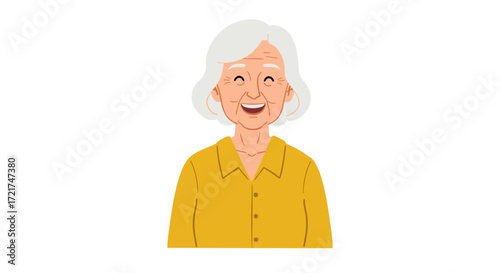 Joyful Elderly Woman Smiling Warmly Expressing Happiness Isolated on Transparent Background