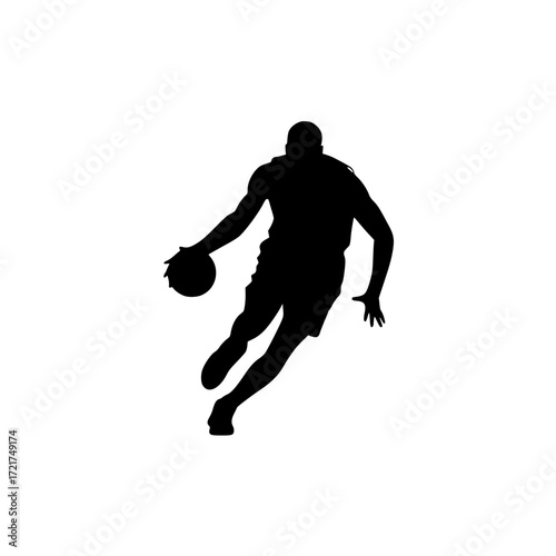 Dynamic silhouette of basketball player dribbling with intensity embodying athleticism and sportsmanship originally a scalable vector graphic