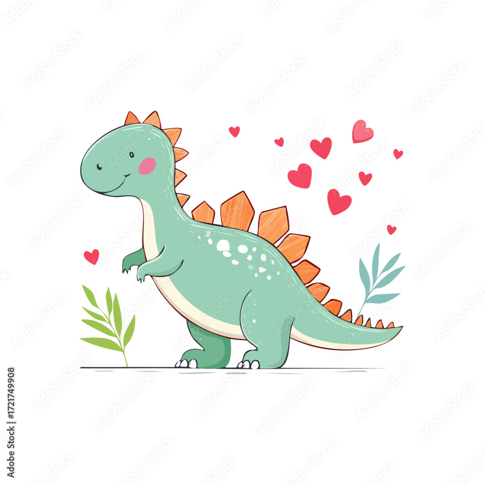 Fototapeta premium Funny cute dinosaur mascot for kids design