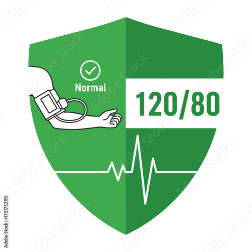 Normal blood pressure rate icon logo flat vector design