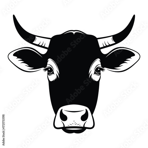 Silhouette of Cow Face from Front View