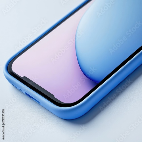 Close-up of a light-blue phone case