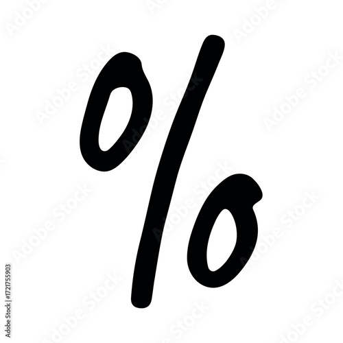 Hand drawn percentage symbol clipart Percent doodle Discount voucher sign Income tax Single element for design