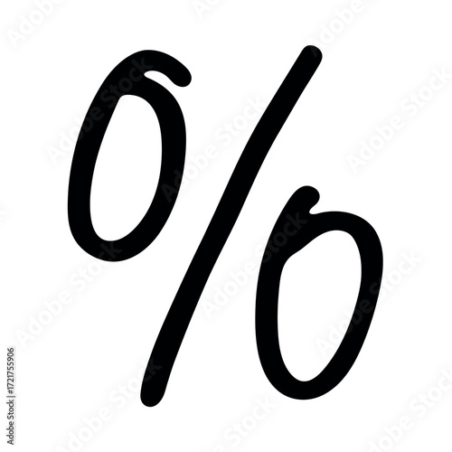 Hand drawn percentage symbol clipart Percent doodle Discount voucher sign Income tax Single element for design