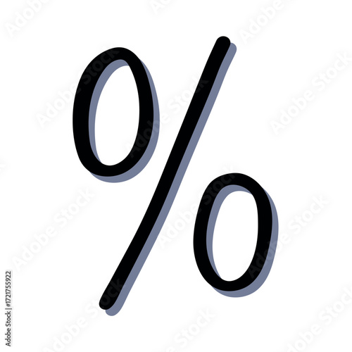 Hand drawn percentage symbol clipart Percent doodle Discount voucher sign Income tax Single element for design
