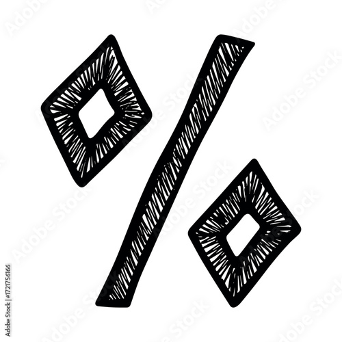 Hand drawn percentage symbol clipart Percent doodle Discount voucher sign Income tax Single element for design
