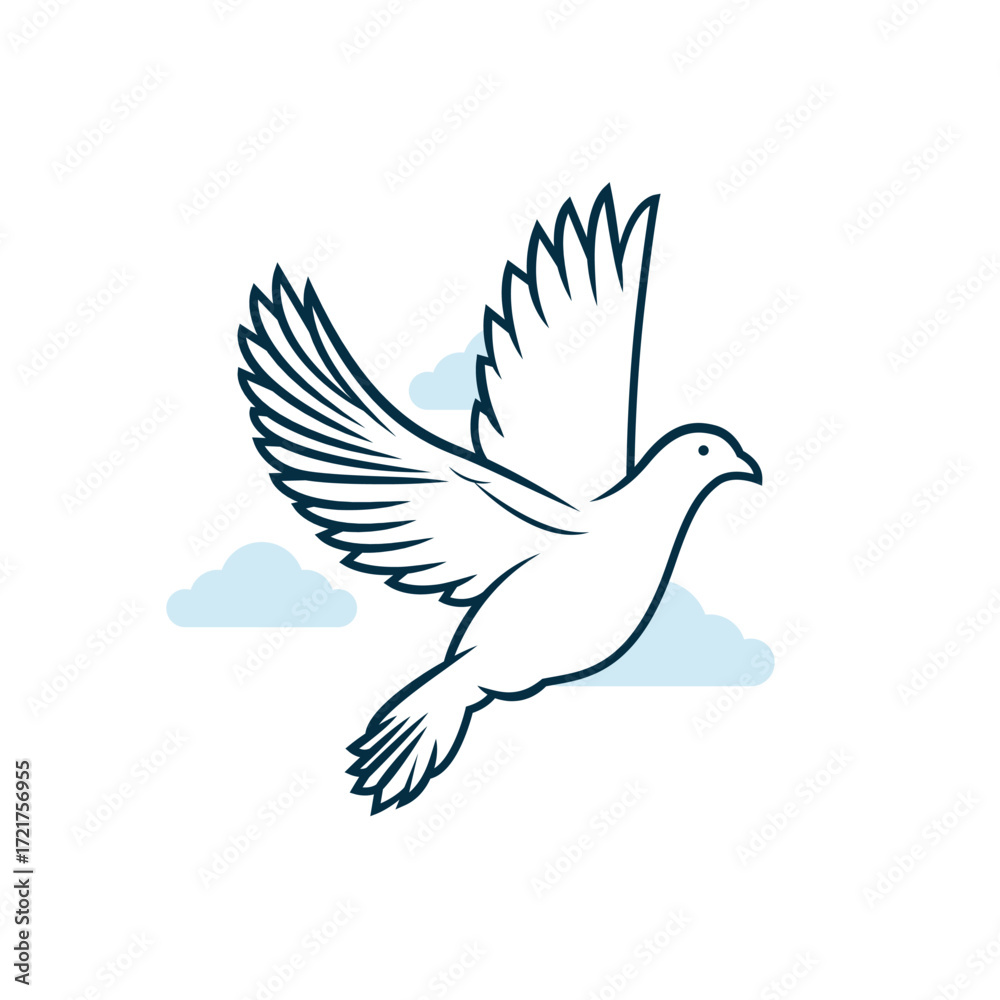Fototapeta premium Elegant hand drawn dove outline illustration for peace and freedom themes