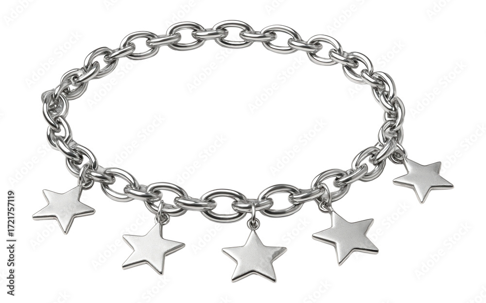 Fototapeta premium Silver star charm bracelet.
